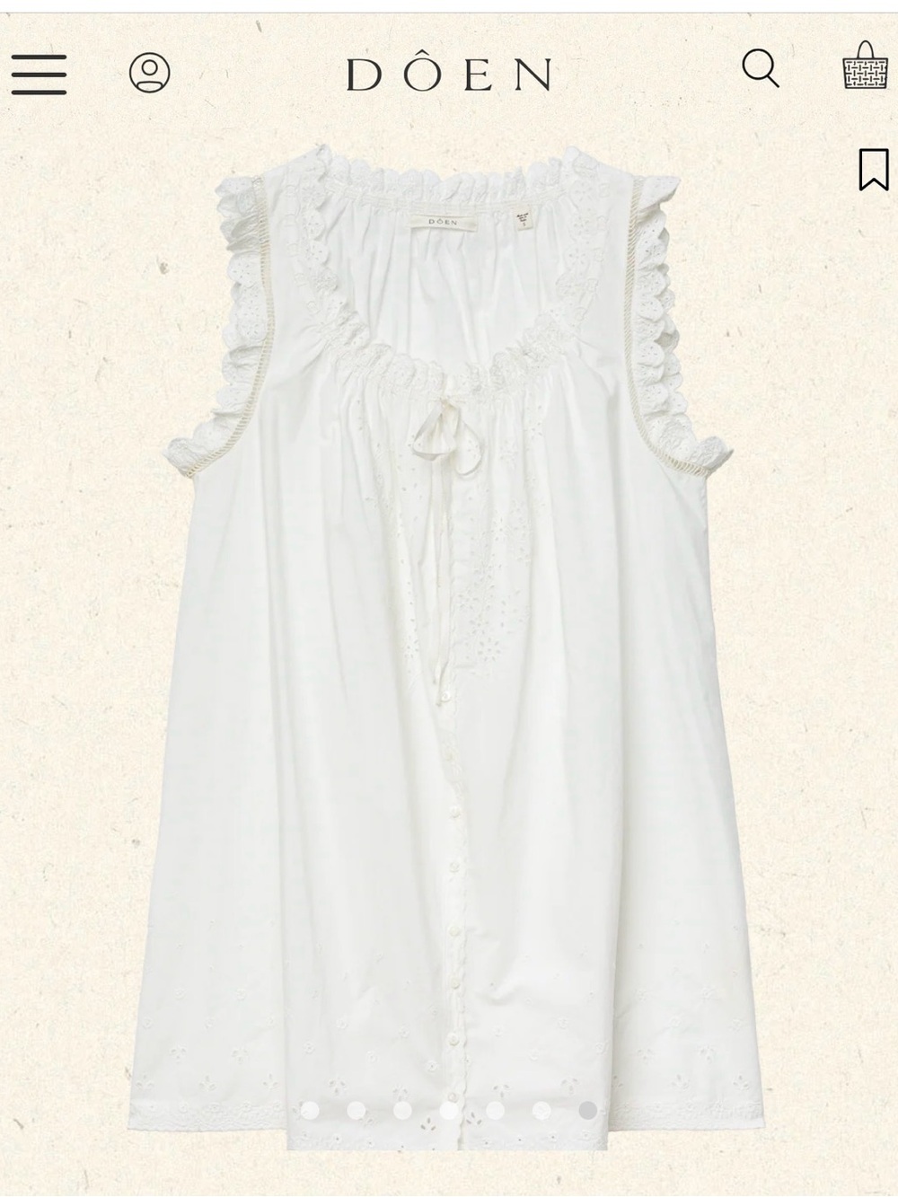 Dôen White Eyelet Ruffle Mini Dress